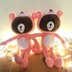 Brown Bear in Pink Panther Costume